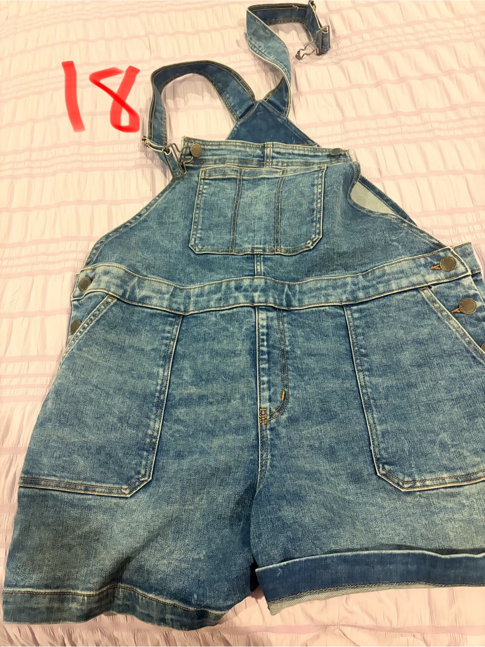 Lane Bryant Blue Denim Short Overalls Romper